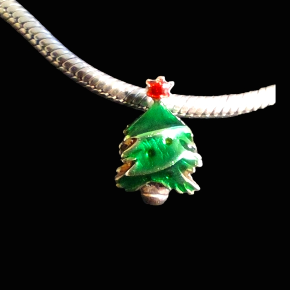 Christmas tree sterling silver 925 charm bead